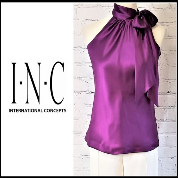 INC International Concepts Tops - INC 100%Silk Neck Tie Sleeveless Blouse, Women’s 8